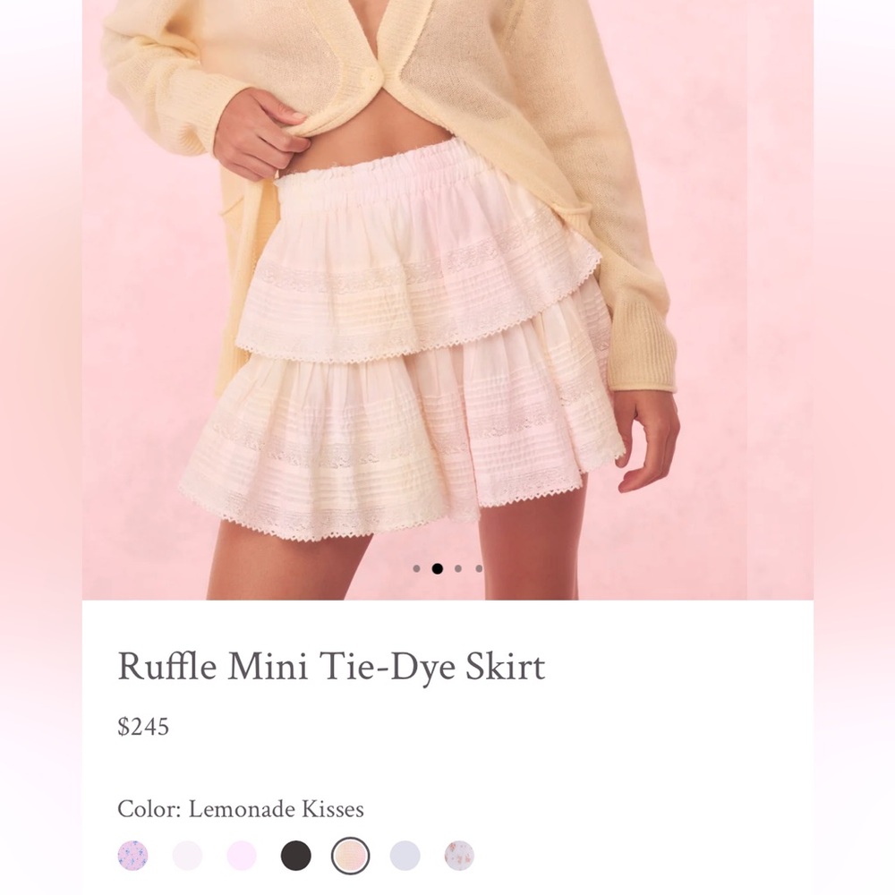 LoveShackFancy Pink and White Bubble Mini Skirt